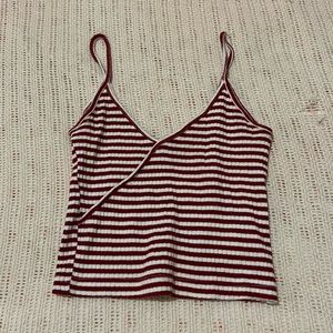 Top shop red and white striped crop top